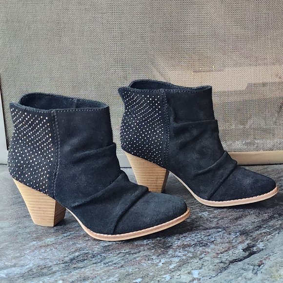 Splendid Black Suede Studded Country Western Booties Size 6.5M - Picture 13 of 16